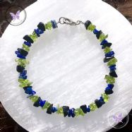 Lapis Lazuli, Peridot & Black Onyx Chip Bracelet